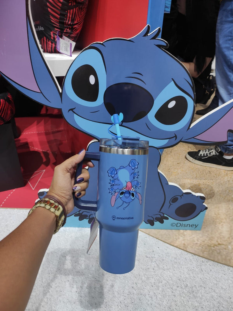 Copo Térmico Stitch Tumbler Inox Personagens Frio Até 12h Cor Azul-aço