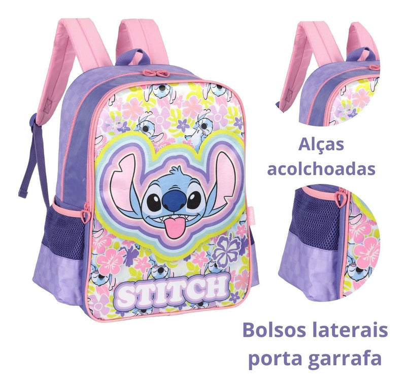 Kit Mochila E Estojo  Escolar Infantil Stitch Ohana