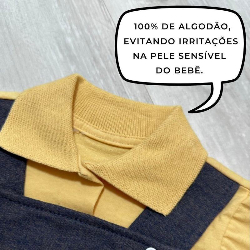 Roupa Para Bebê Menino Conjunto Jardineira Manga Curta