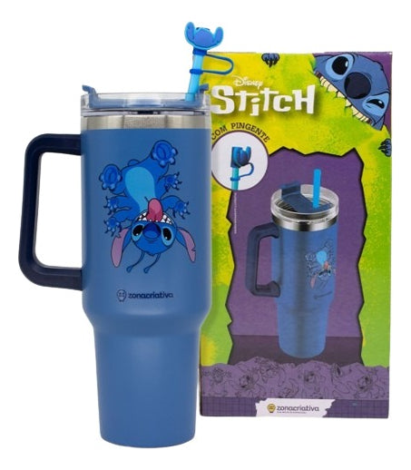 Copo Térmico Stitch Tumbler Inox Personagens Frio Até 12h Cor Azul-aço