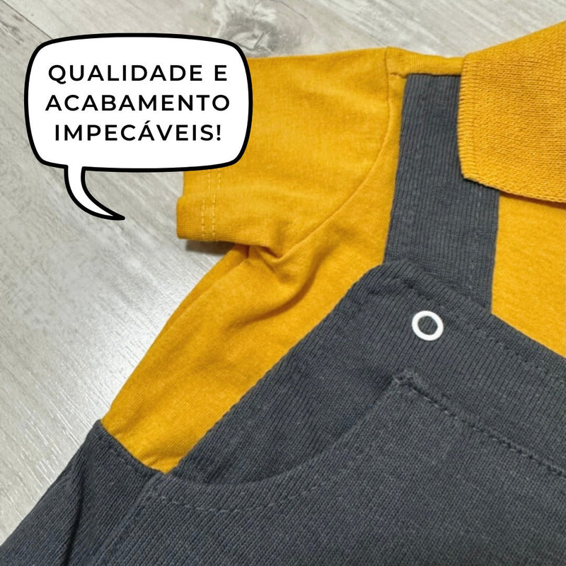 Roupa Para Bebê Menino Conjunto Jardineira Manga Curta