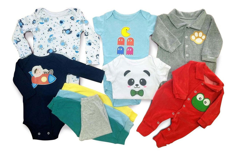 Kit Roupa De Bebe Maternidade 10 Pçs Body E Mijão Meninos