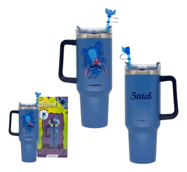 Copo Térmico Stitch Tumbler Inox Personagens Frio Até 12h Cor Azul-aço