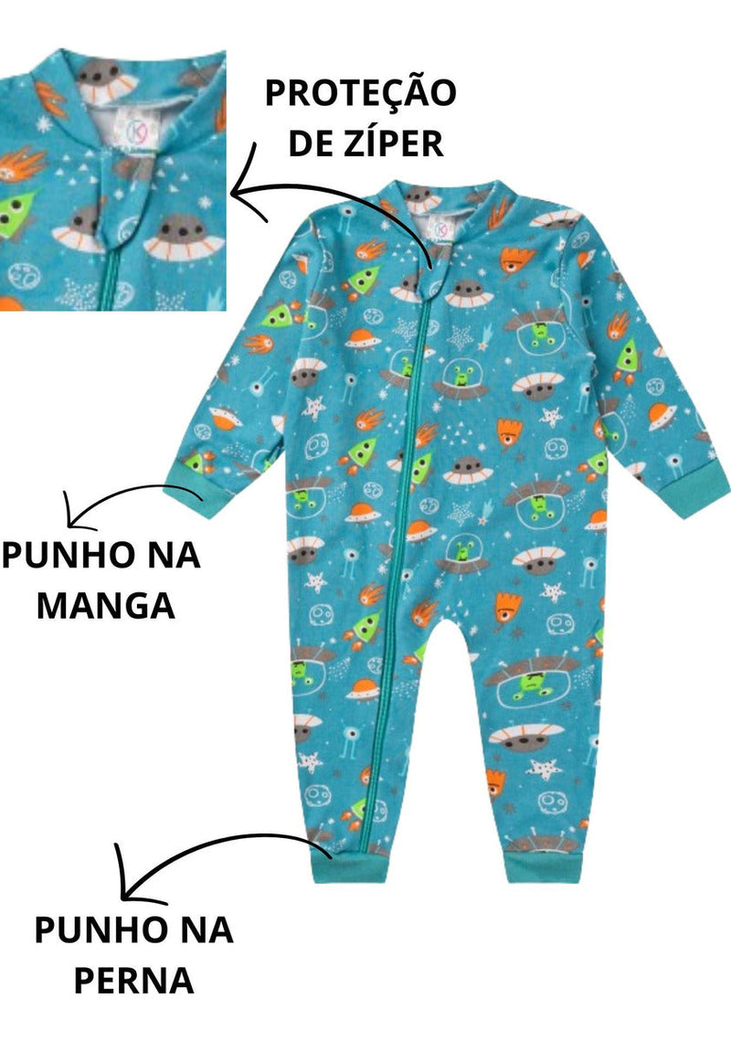 Kit 6 Macacão Bebê Ziper Abertura Inverno Menino Suedine Top