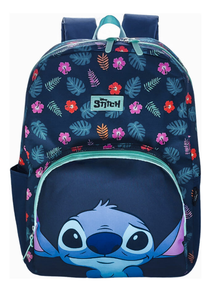 Mochila Bolso Frontal + Caderno Smart Universitário Stitch