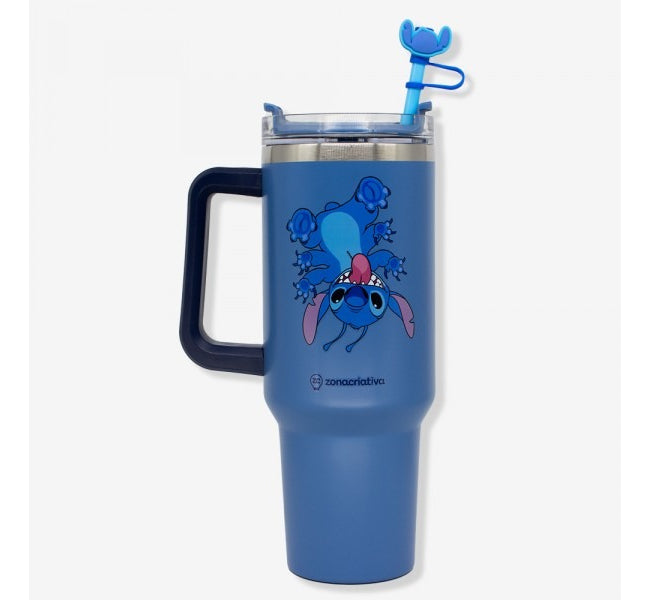 Copo Térmico Stitch Tumbler Inox Personagens Frio Até 12h Cor Azul-aço