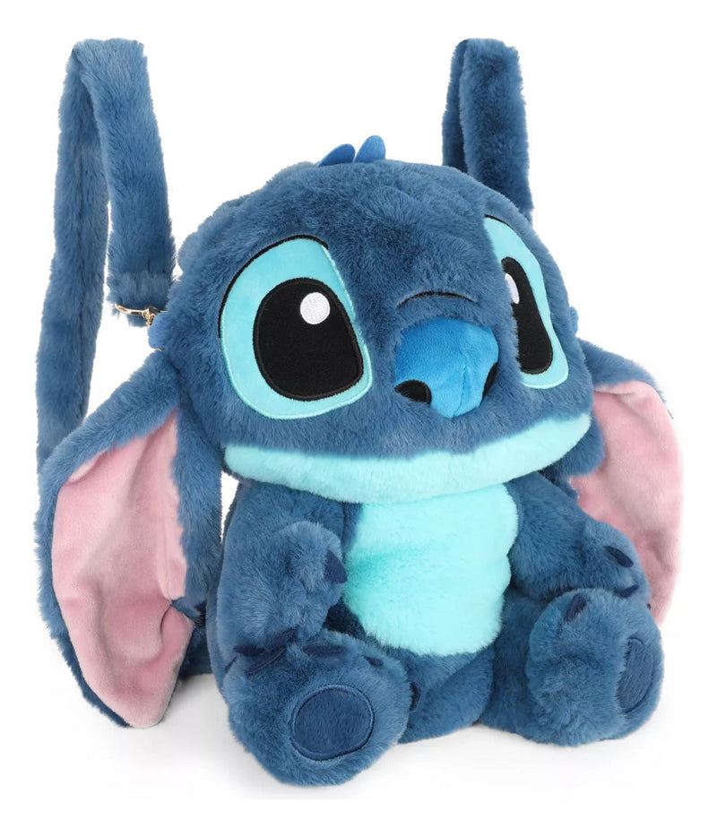 Mochila Pelúcia Stitch 32 Cm Lilo &amp; Stitch Disney Passeio Cor Azul Desenho Do Tecido Lisa