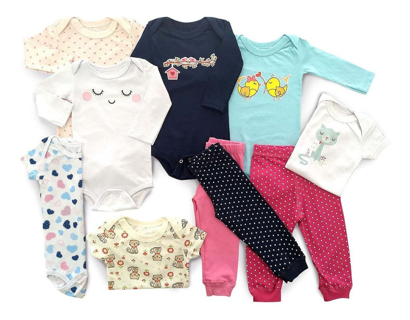 Body Bebê Roupinha De Nenê Kit 10 Pçs Infantil Meninas